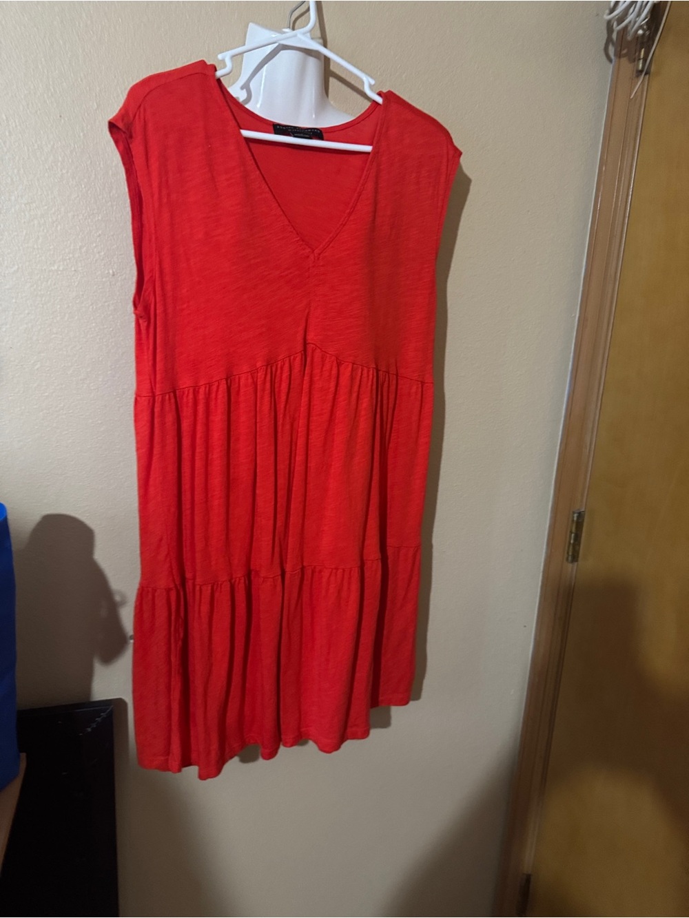 V-Neck Red Tiered Women's Dress Tunic